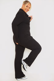 Ribbed Drawstring Wide Leg Trousers