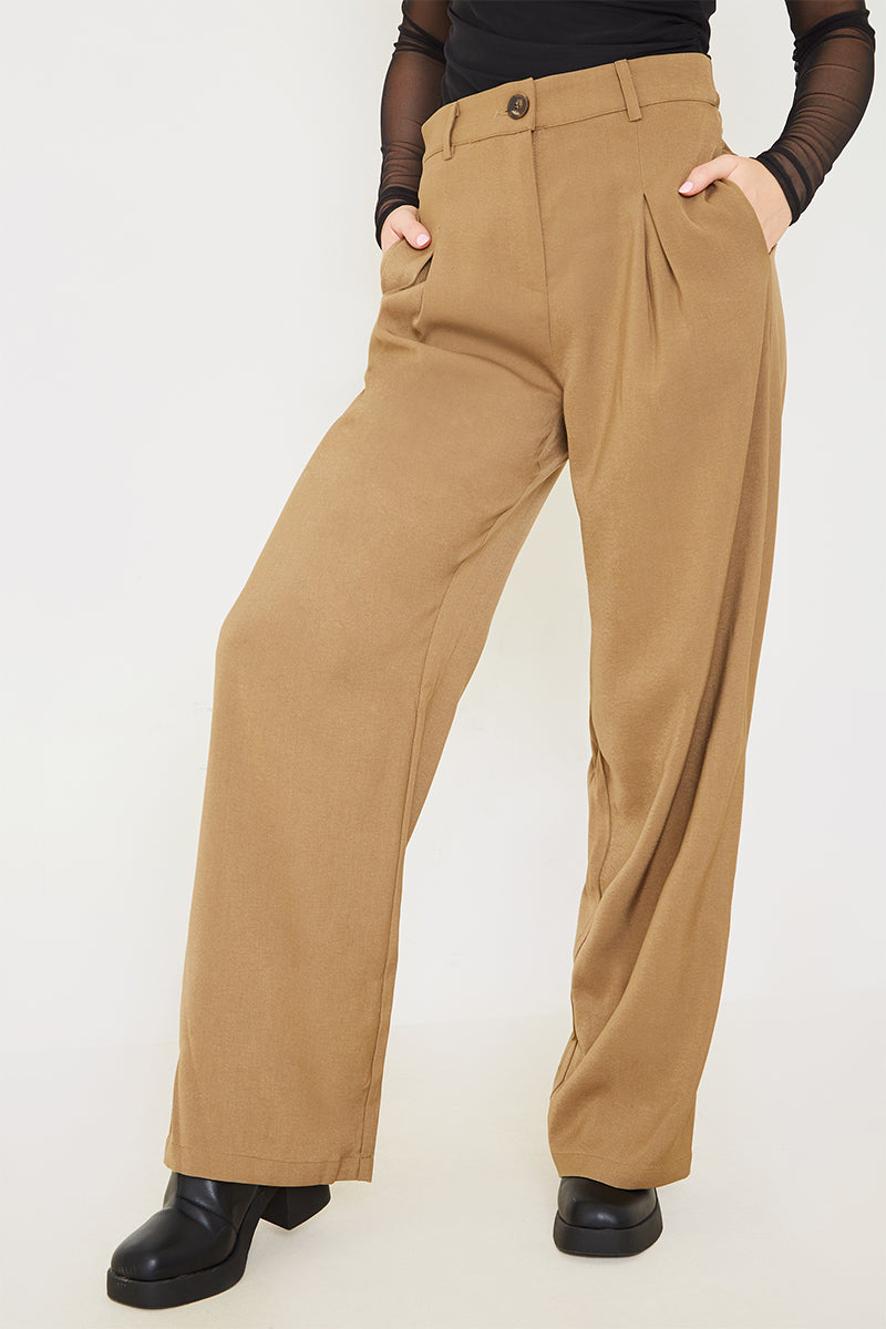 Pleat Front Straight Leg Trousers