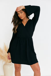 Wrap Front Textured Skater Dress