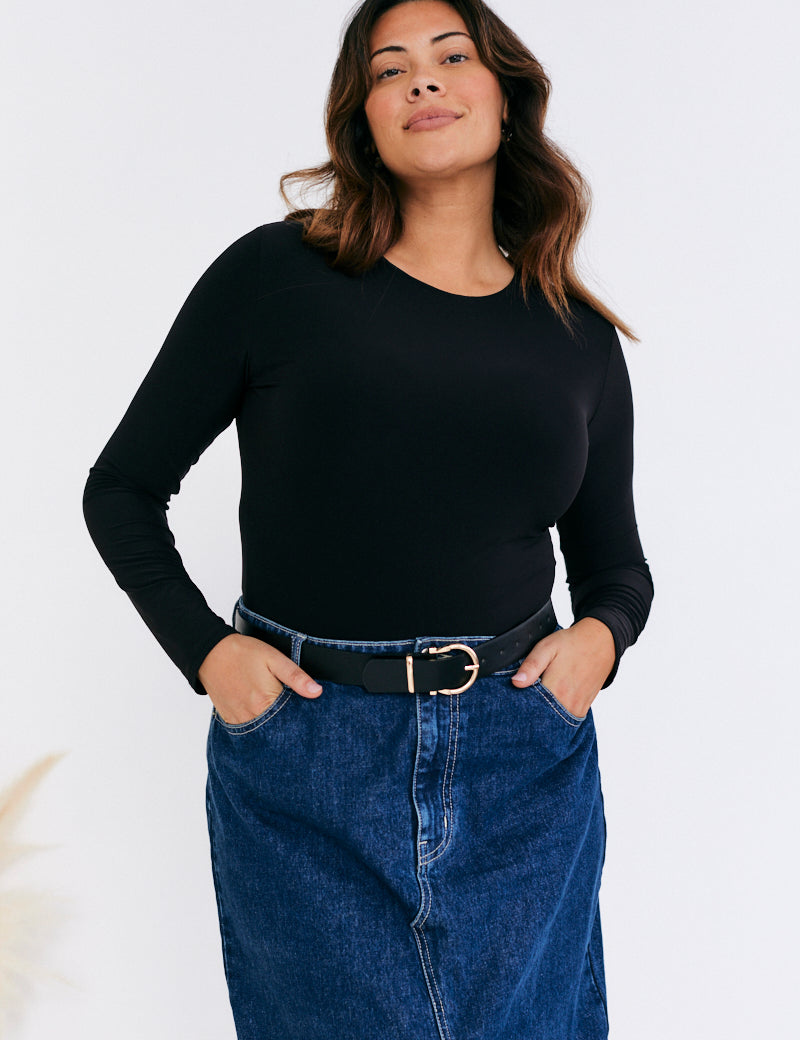Long Sleeve Double Layer Slinky Bodysuit