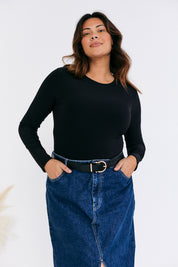 Long Sleeve Double Layer Slinky Bodysuit