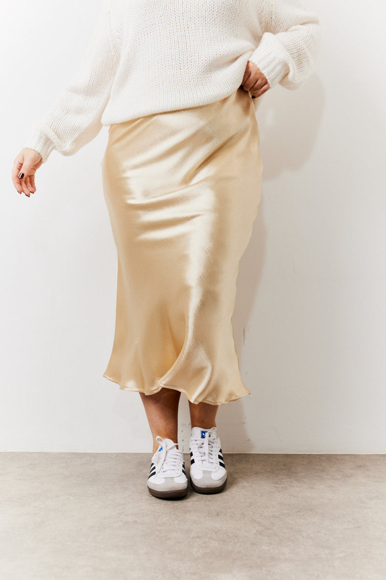 2912187 Gold Midi Slit Skirt