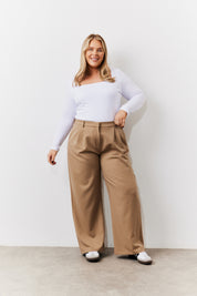 Adjustable Pleat Wide Leg Trouser