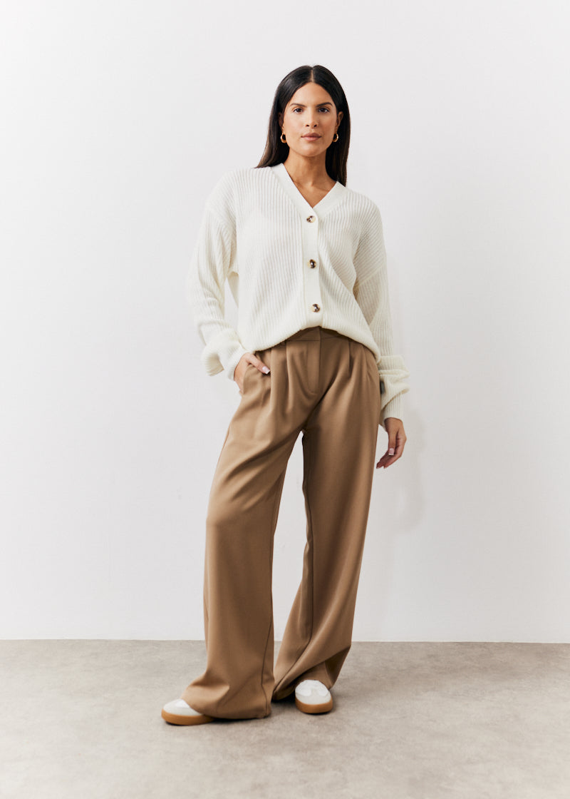 Adjustable Pleat Wide Leg Trouser