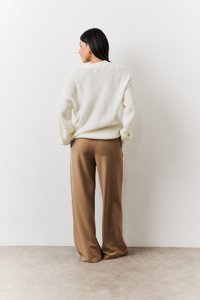 Adjustable Pleat Wide Leg Trouser