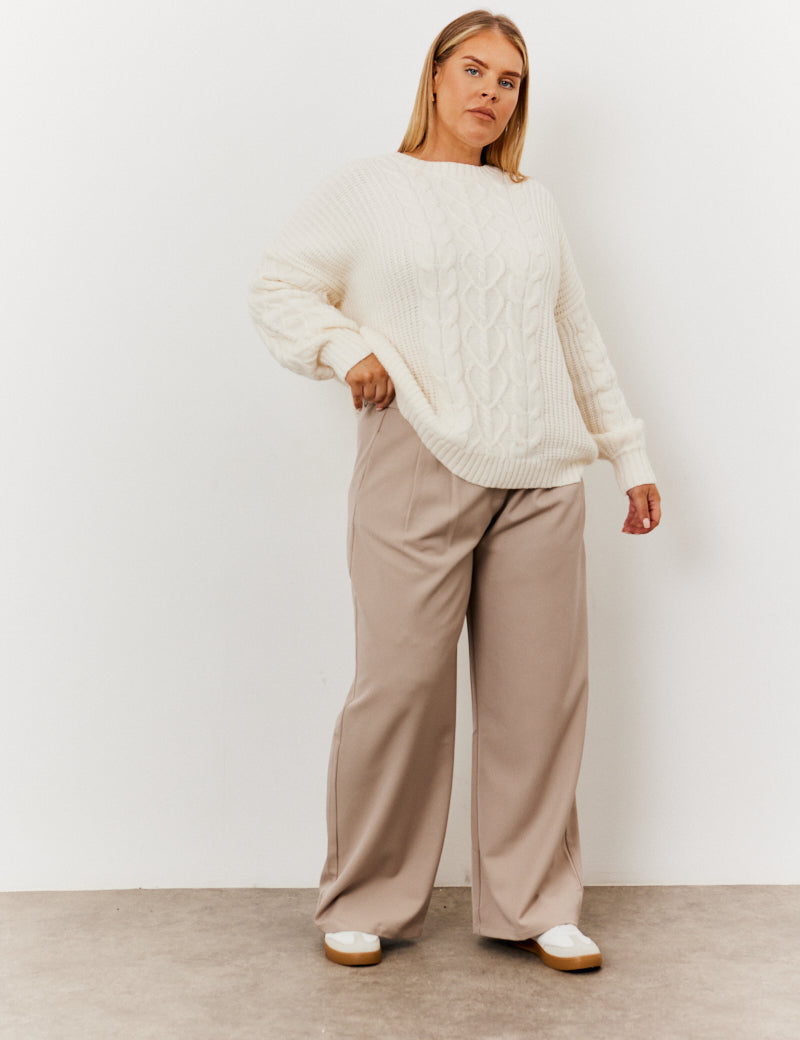 Adjustable Pleat Wide Leg Trouser