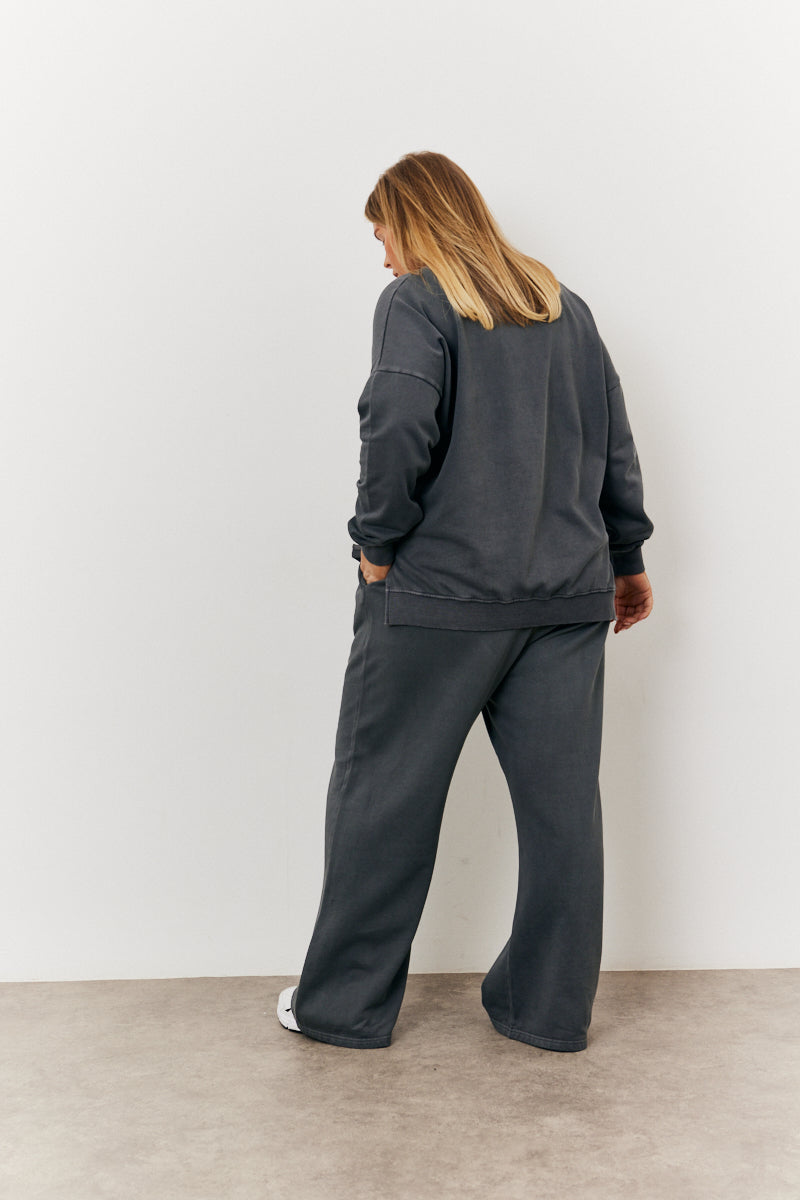 Grey Wash Wide Leg Jogger