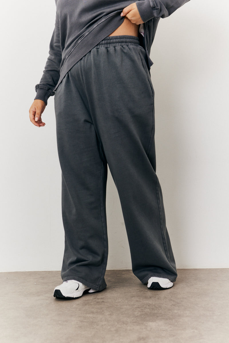 Grey Wash Wide Leg Jogger