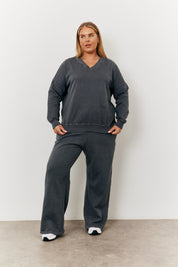 Grey Wash Wide Leg Jogger