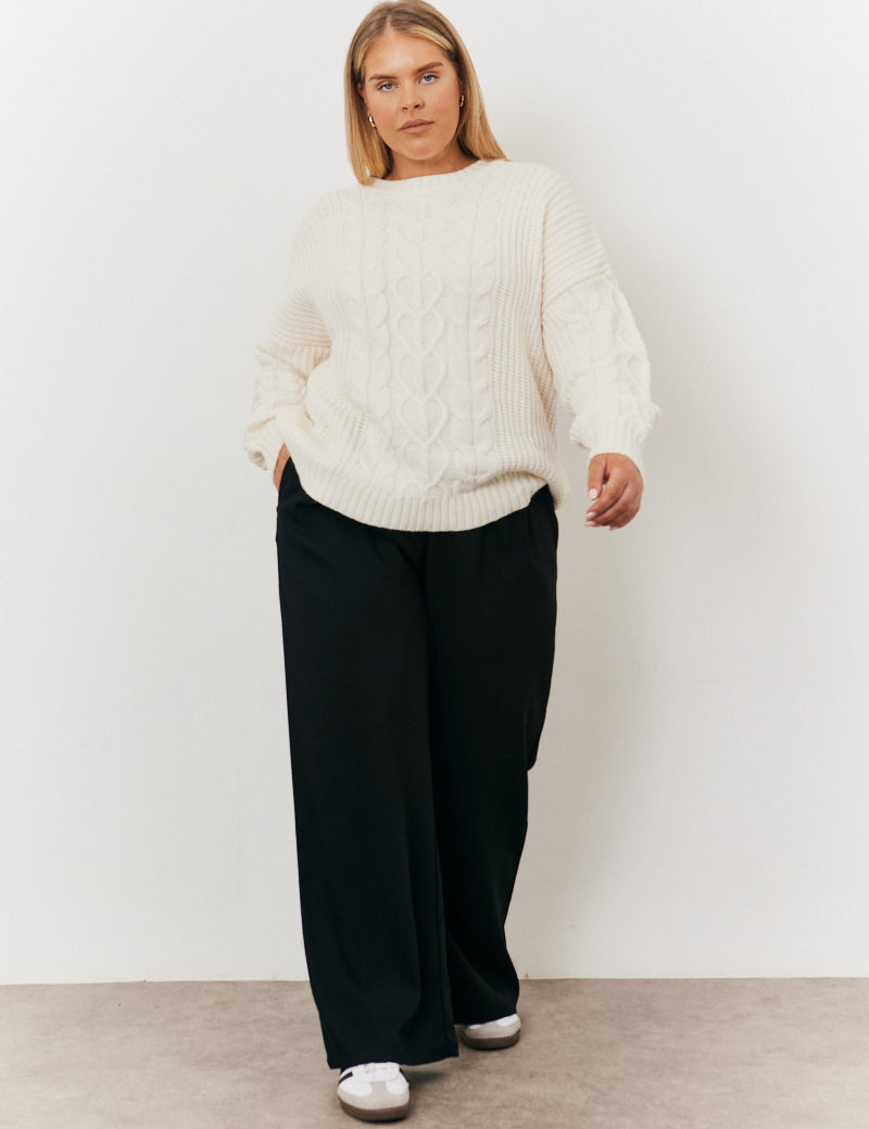 Adjustable Pleat Wide Leg Trouser