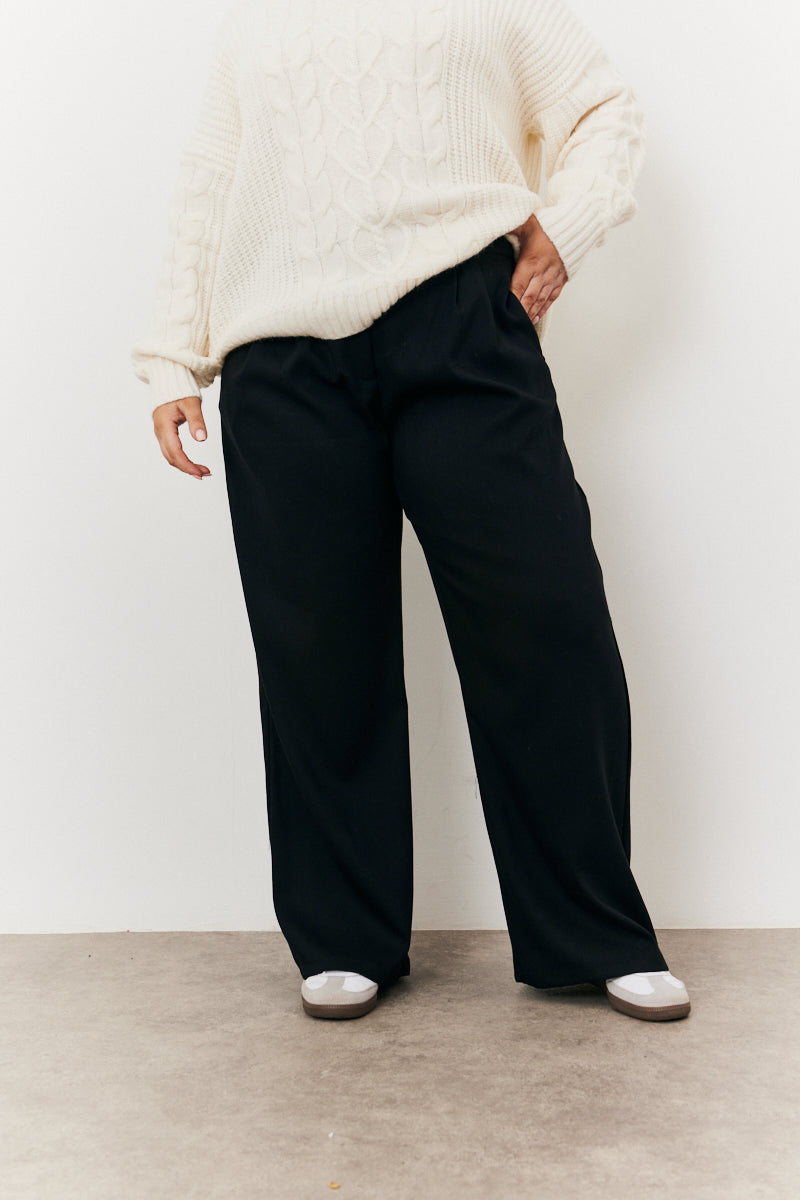 Adjustable Pleat Wide Leg Trouser