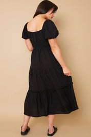 Milkmaid Tierred Linen Midi Dress