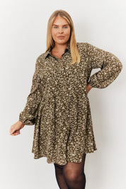 Floral Print Button Through Tiered Smock Dress