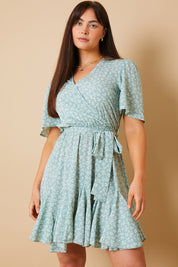 Floral Wrap Godet Mini Dress