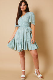 Floral Wrap Godet Mini Dress