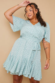 Floral Wrap Godet Mini Dress