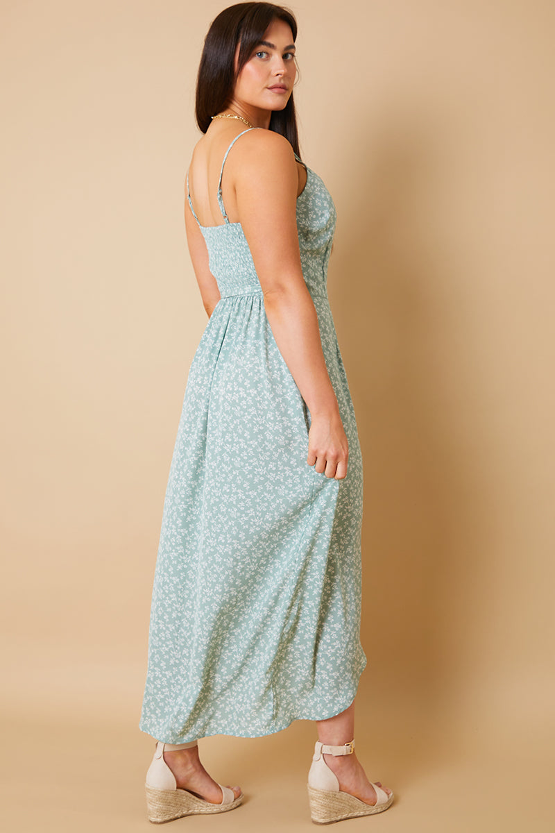 Floral Frill Wrap Maxi Dress