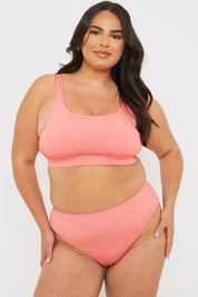 Control Crinkle High Waisted High Leg Bikni Bottoms