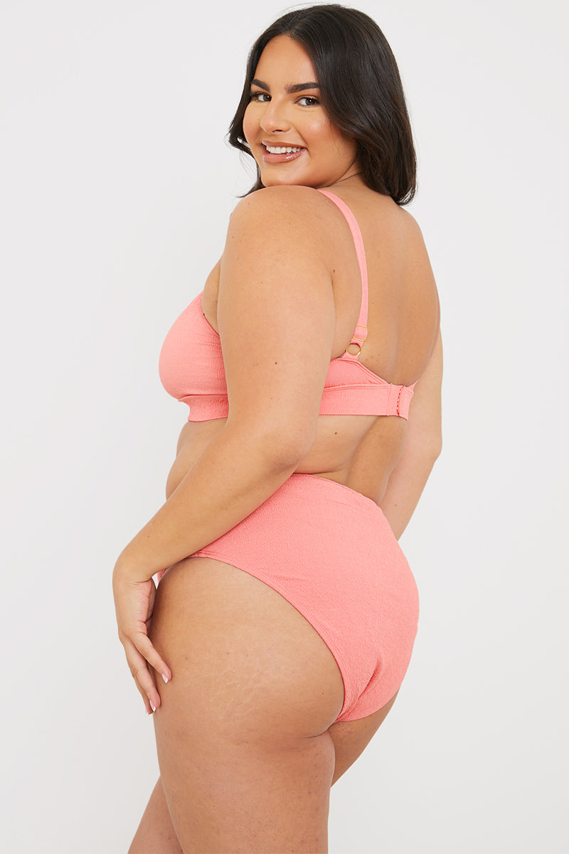 Control Crinkle High Waisted High Leg Bikni Bottoms