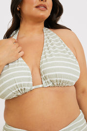 Stripe Fuller Support Halter Neck Bikini Top