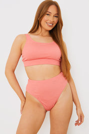 Fuller Support Crinkle Sqaure Neck Bikni Top