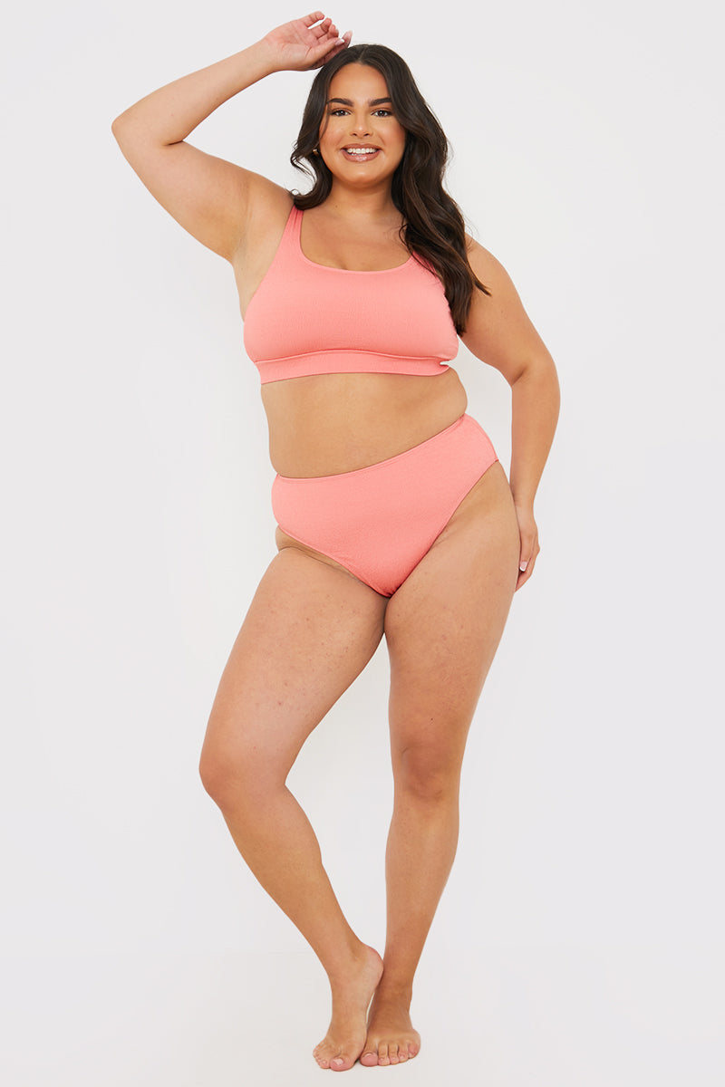 Fuller Support Crinkle Sqaure Neck Bikni Top