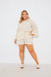 Button Through Textured Co-Ord Beach Shirt