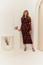 Abstract Print Mesh Open Back Detail Maxi Dress - InTheStyle