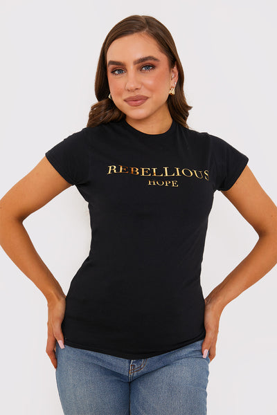 in the style rebellious hope t shirt black