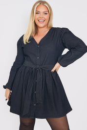 Denim Button Through Smock Dress