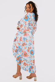 Multi Floral Frill Detail Wrap Maxi Skirt