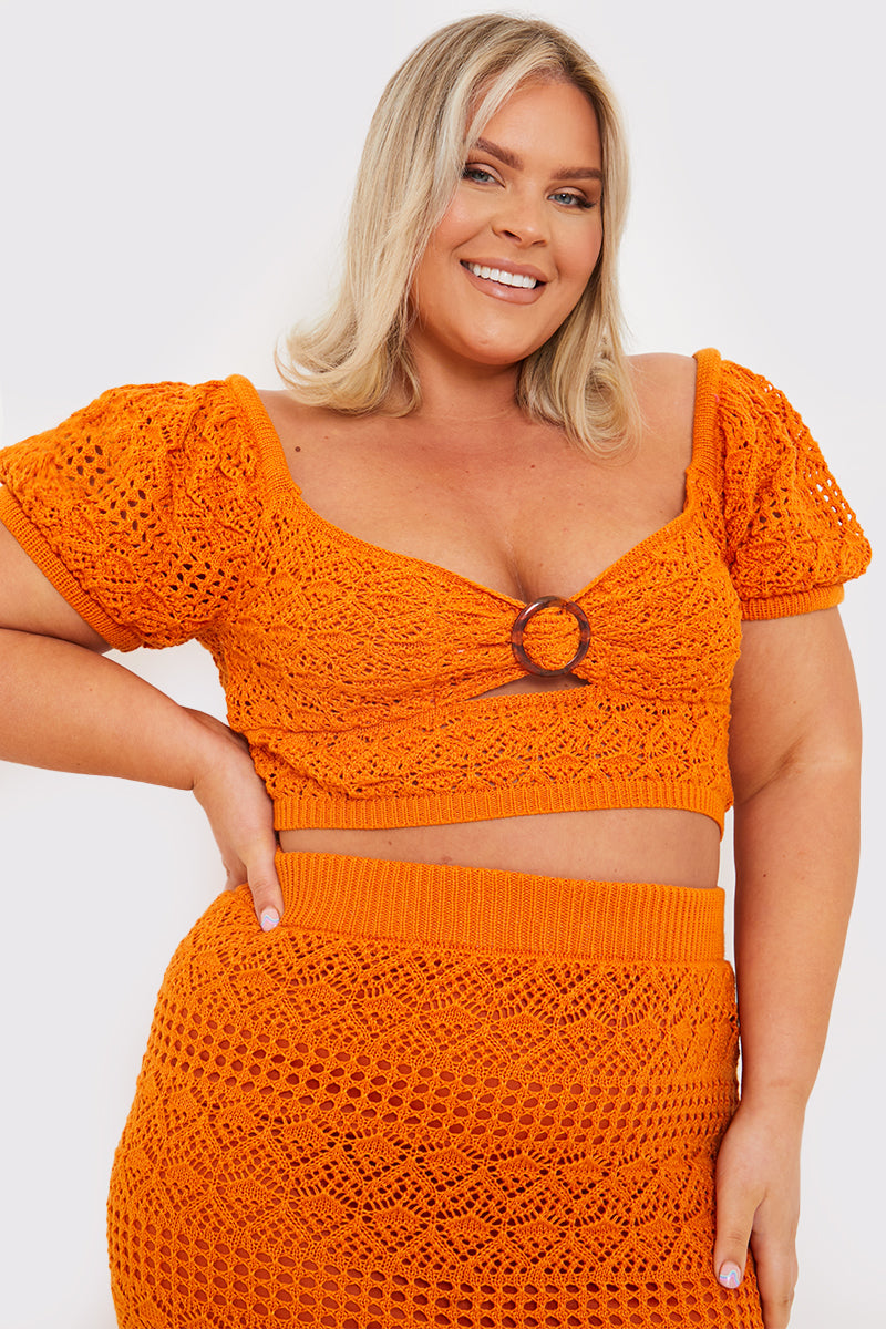 Crochet Puff Sleeve Crop Top