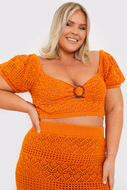 Crochet Puff Sleeve Crop Top