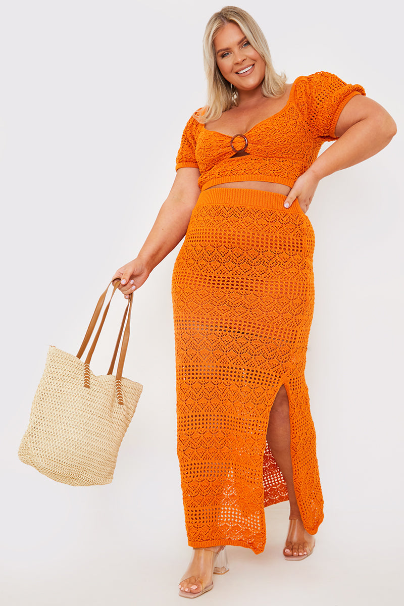 Crochet Puff Sleeve Crop Top