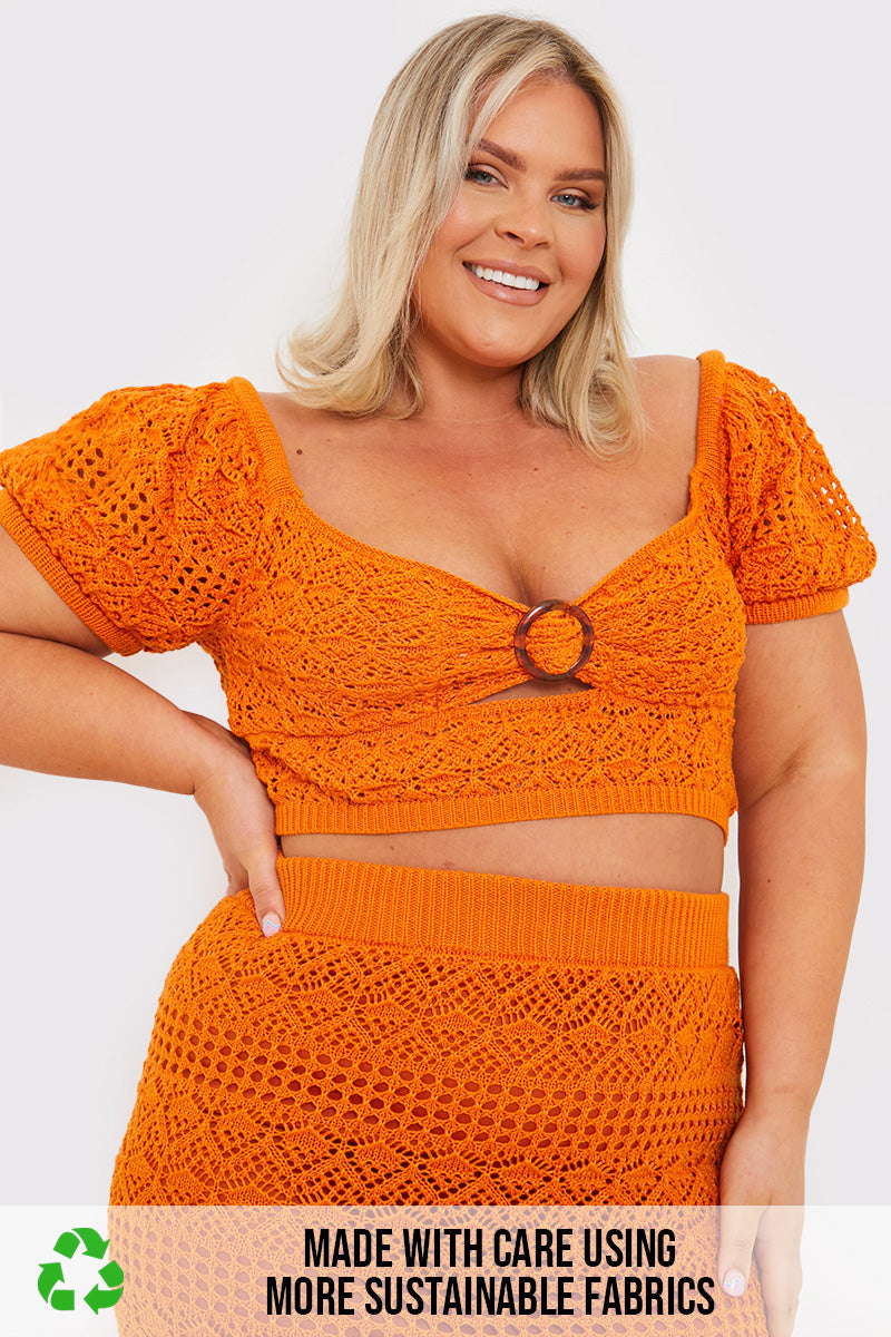 Crochet Puff Sleeve Crop Top