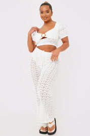 Crochet Puff Sleeve Crop Top