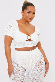 Crochet Puff Sleeve Crop Top