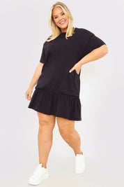 Peplum Hem Dropped Shoulder Tshirt Dress