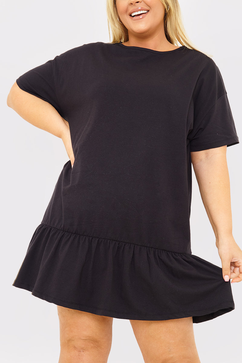 Peplum Hem Dropped Shoulder Tshirt Dress