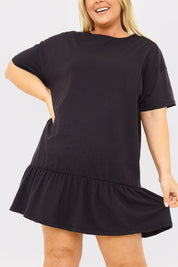 Peplum Hem Dropped Shoulder Tshirt Dress