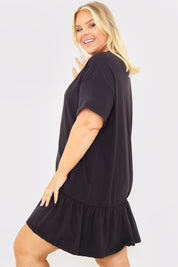 Peplum Hem Dropped Shoulder Tshirt Dress