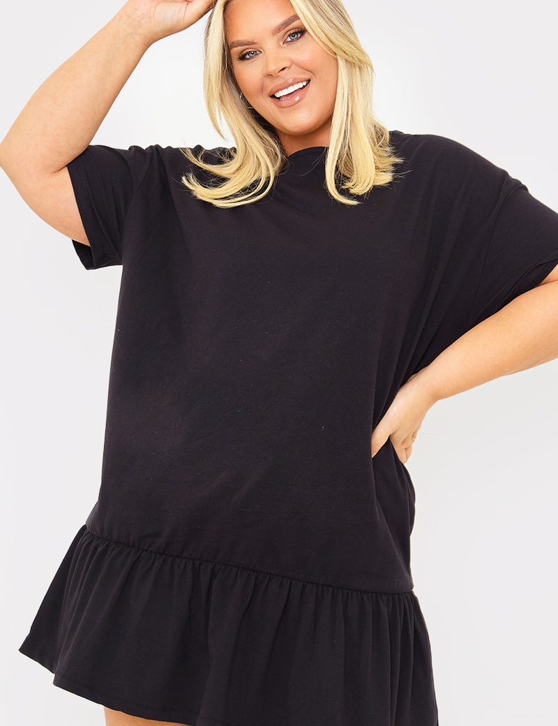 Peplum Hem Dropped Shoulder Tshirt Dress