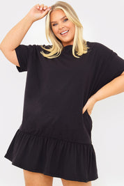 Peplum Hem Dropped Shoulder Tshirt Dress