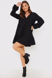 Corduroy Collared Smock Dress
