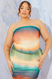 Multi Ombre Mesh Midaxi Dress
