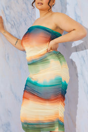 Multi Ombre Mesh Midaxi Dress