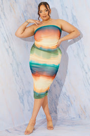 Multi Ombre Mesh Midaxi Dress