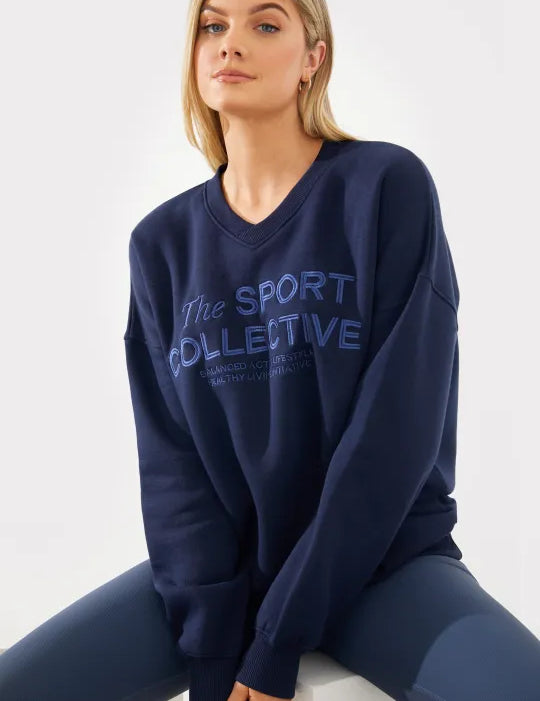 V-Neck Embroidered Sport Collective Jersey Sweater