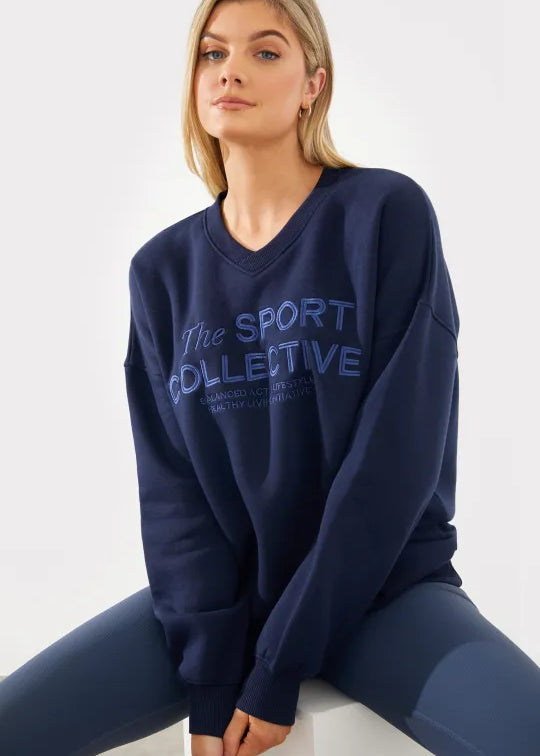 V-Neck Embroidered Sport Collective Jersey Sweater