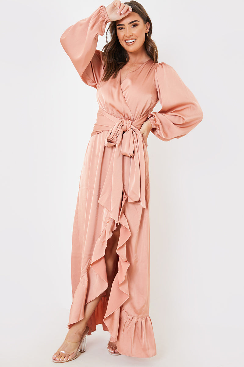 美品✨HYKE TWIST SATIN BALLOON SLEEVE DRESS Sparkling Waist: Balloon Sleeve Satin Hijab Evening Dress